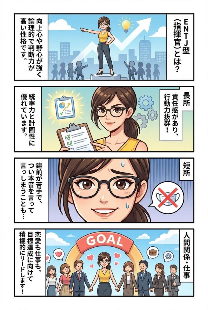 マンガで解説「ENTJ型(指揮官)」の特徴は?